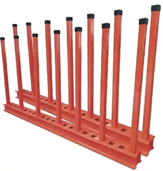Pin-type slab rack for showroom display of stone slabs