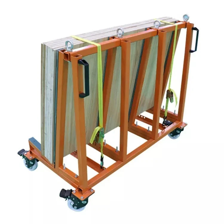 A-frame stone transport rack with four ratchet securing bars