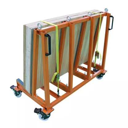 A-frame stone transport rack with four ratchet securing bars